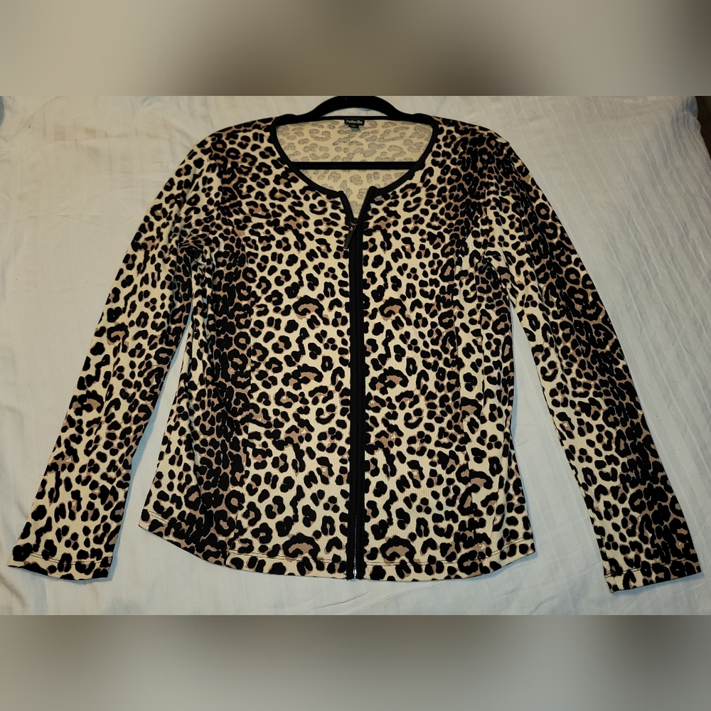 Rafaella Animal Print Sweater with Black Accents